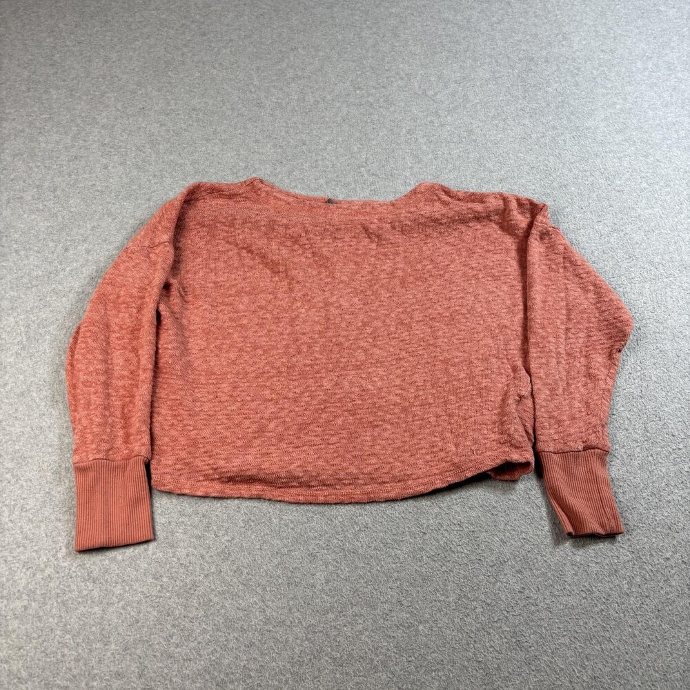 Anthropologie Sweater Womens Small Orange Cropped Boxy Boho Coastal Lightweight